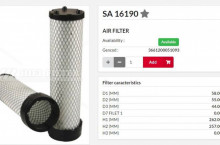 HIFI FILTER Въздушен филтър фин SA16190 = 87300181 = RS3705
