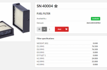 HIFI FILTER Горивен елемент кутия - SN40004 =  SK3940 = PU84 = FS19733