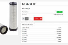 HIFI FILTER Въздушен филтър фин - SA16755 = 4700939 = P608391 = RS30160