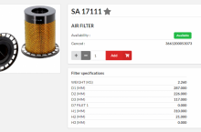 HIFI FILTER Въздушен филтър груб - SA17111 = AL78869 = P781373 = C23589